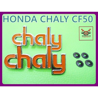 HONDA CHALY CF50 BODY EMBLEM ALUMINIUM "ORANGE" DECAL RH&amp;LH // โลโก้ติดตัวถัง HONDA CHALY CF50 "สีส้ม" ซ้าย-ขวา