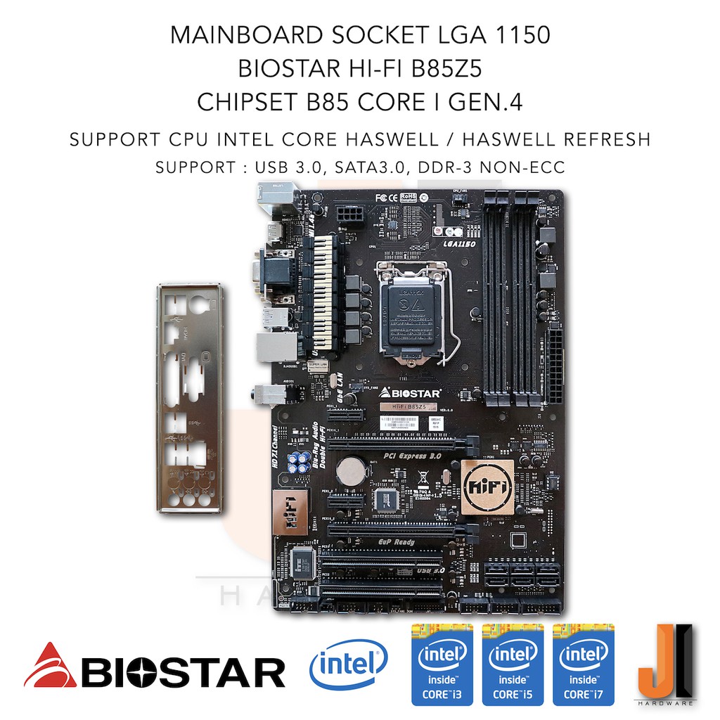 Mainboard Biostar Hi-Fi B85Z5 (LGA1150) รองรับ Intel Core i Gen.4XXX and Gen.4XXX Refresh (สินค้ามือสองสภาพดีมีฝาหลัง)