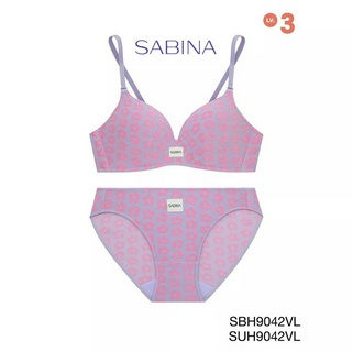 Sabina (เซตชุดชั้นใน) Invisible Wire (ไม่มีโครง) รุ่น Soft Doomm รหัส SBH9042VL+SUH9042VL สีม่วงอ่อน