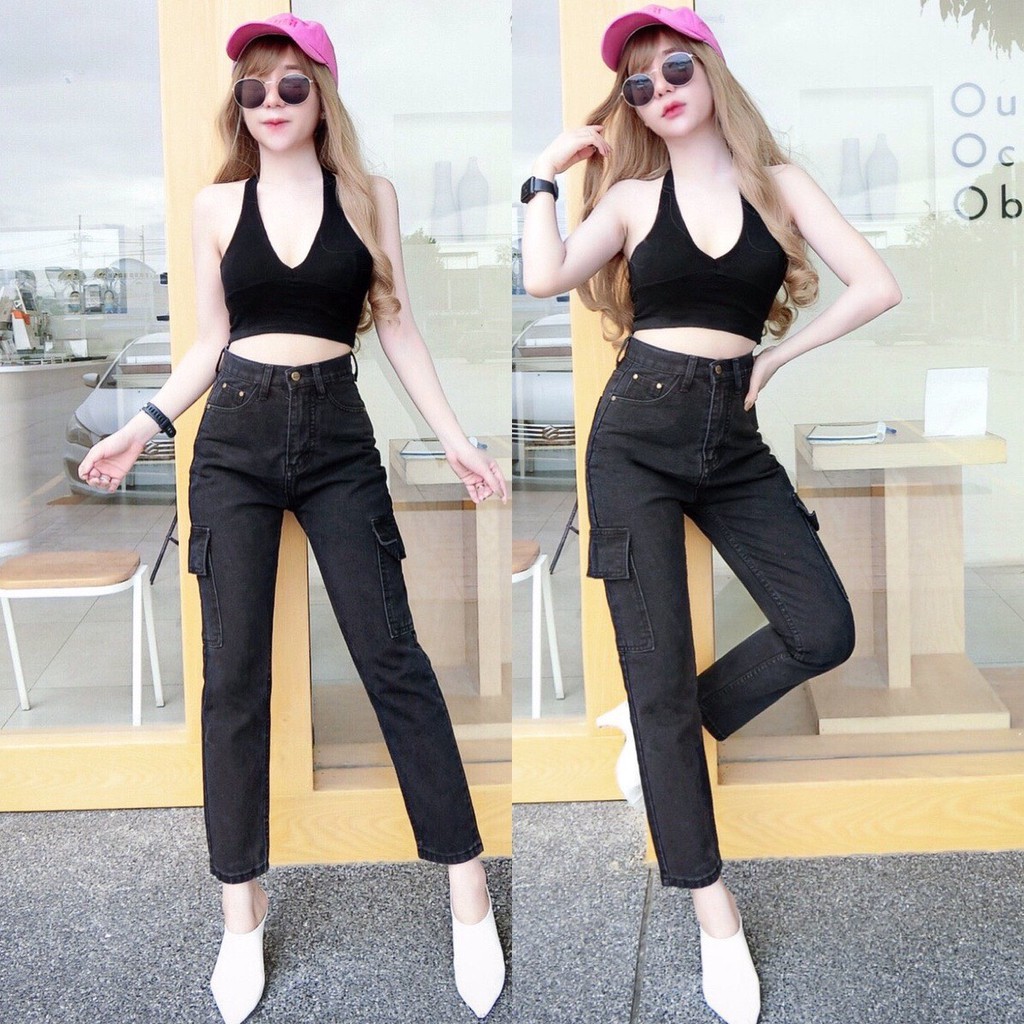 Cc jeans 136 S-5XL กางเกงยีนส์ผู้หญิง ทรงบอย แต่งกระเป๋าข้าง