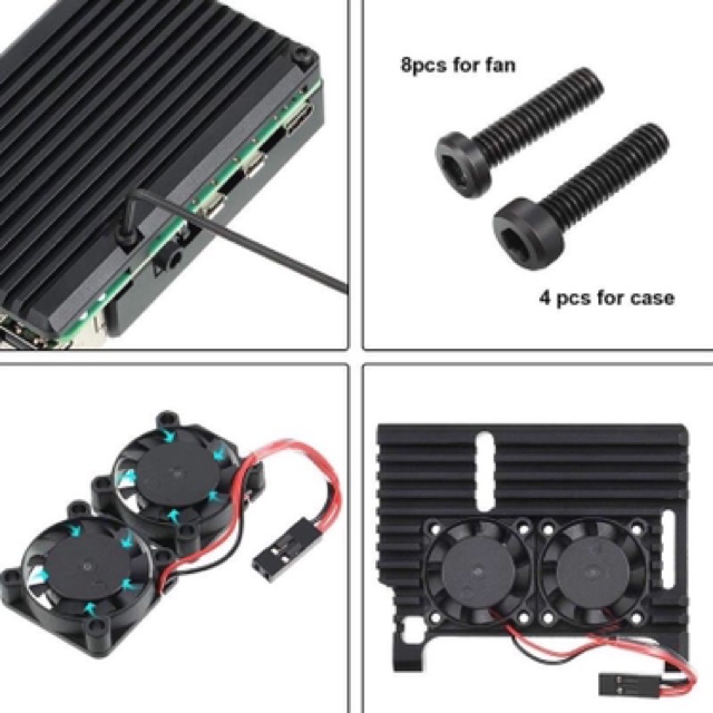Raspberry Pi 4 Armor Aluminum Alloy Case with Dual Fan #8