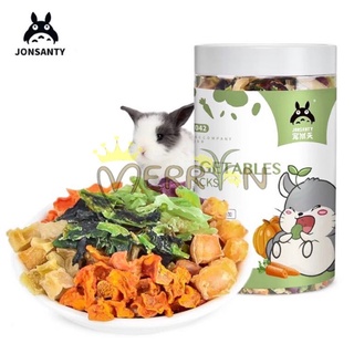 ผักรวมอบแห้ง ผลไม้รวมอบแห้งสำหรับสัตว์ Mixed vegetable snacks by Jonsanty บรรจุกระปุก (200G)