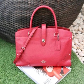 MERCER SATCHEL IN GRAIN LEATHER (COACH F37167) SV/True Red