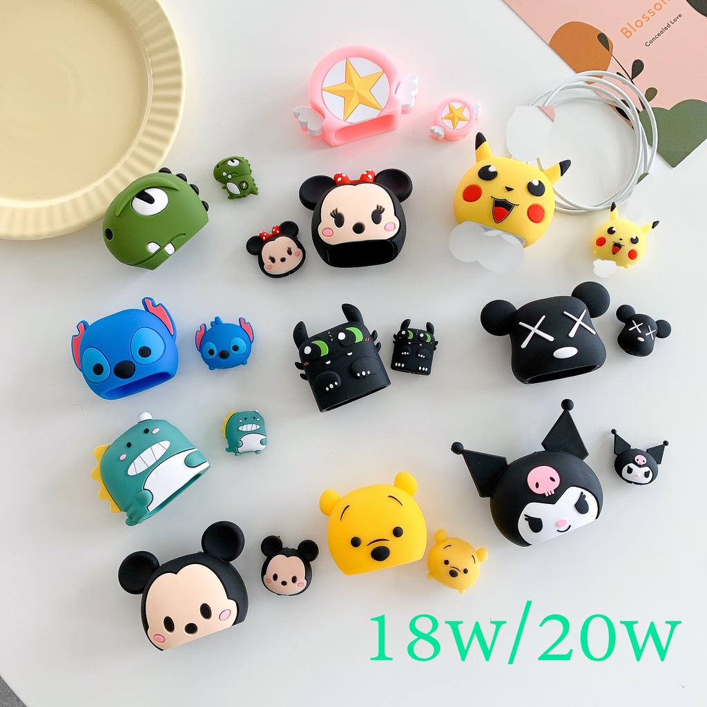 【ส่งจากไทย 114สาย ไม่มีสาย】เคส สายชาร์จ ลายการ์ตูนน่ารัก สำหรับ ไอโฟน Power Adapter 18W/20W