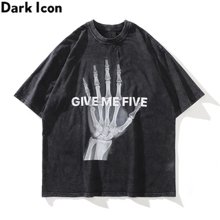 เสื้อยืด ผ้าฝ้าย พิมพ์ลาย Dark Icon Give Me Five Skeleton สไตล์ฮิปฮอป แนวสตรีท เหมาะกับฤดูร้อน สําหรับผู้ชาย