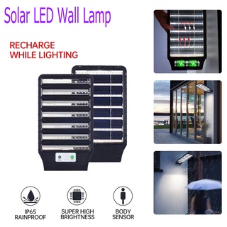 หลอดไฟ LED พลังงานแสงอาทิตย์ โคมไฟกลางแจ้ง 100W/98LED เซนเซอร์ โคมไฟติดผนัง 3Modes【Lighting On Charged + Solar Powered】