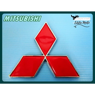 MITSUBISHI LOGO "RED" STICKER (1 PC.)  // โลโก้ MITSUBISHI สีแดง ขอบเงิน พร้อมกาวติด สินค้าคุณภาพดี