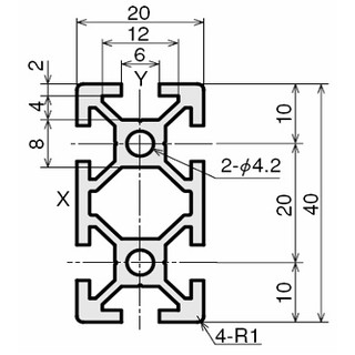 Aluminum Profile 2040 T20 (แบ่งตัด)