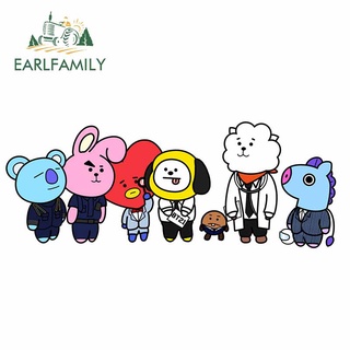 Earlfamily สติกเกอร์ไวนิล ลายกราฟฟิตี้ BT21 13 ซม. x 5.1 ซม. สําหรับตกแต่งตู้เย็น DIY