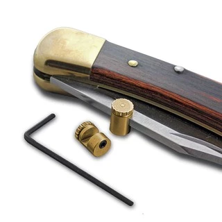 ปุ่มเปิดมีด (knife push bottom) ปุ่มมีด ปุ่มเปิดมีดพับ ปุ่มมีดพับ ใช้กับมีดสันหนาไม่เกิน 3mm พร้อมน็อตและประแจขัน