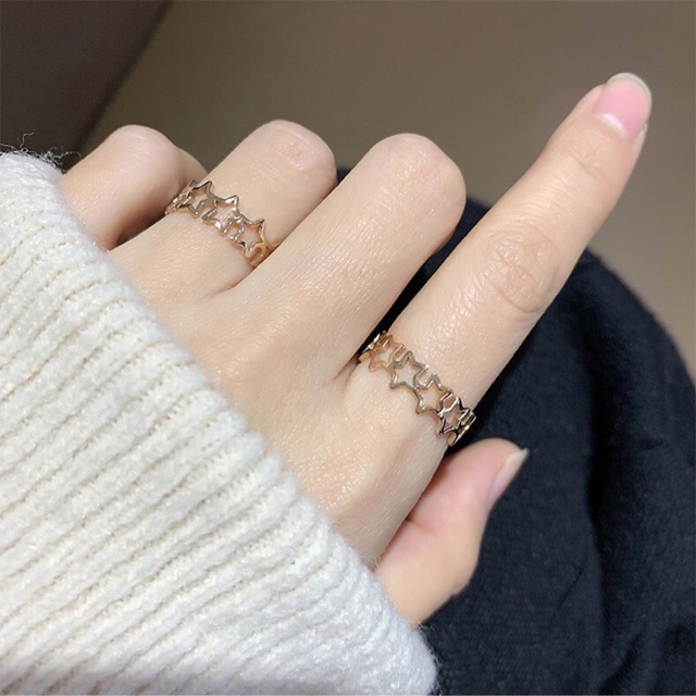 520 LS 18k Gold Plated titanium Ring สําหรับผู้หญิง รุ่น rosegold Star สวยงาม