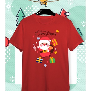 เสื้อยืดลายปีใหม่ เสื้อคริสมาสต์ Happy New Year &amp; Merry Christmas ลายน่ารักๆ ผ้า Cotton ใส่สบาย สีสันสดใส