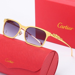 Cartier แว่นตากันแดดสเตอริโอ เต็มกรอบ ลายเสือดาว สําหรับผู้ชาย