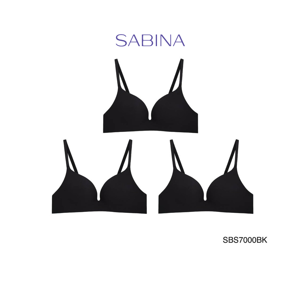 Sabina เสื้อชั้นใน Invisible Wire (Set 3 ชิ้น) (ไม่มีโครง) รุ่น Sixnature รหัส SBS7000BK สีดำ