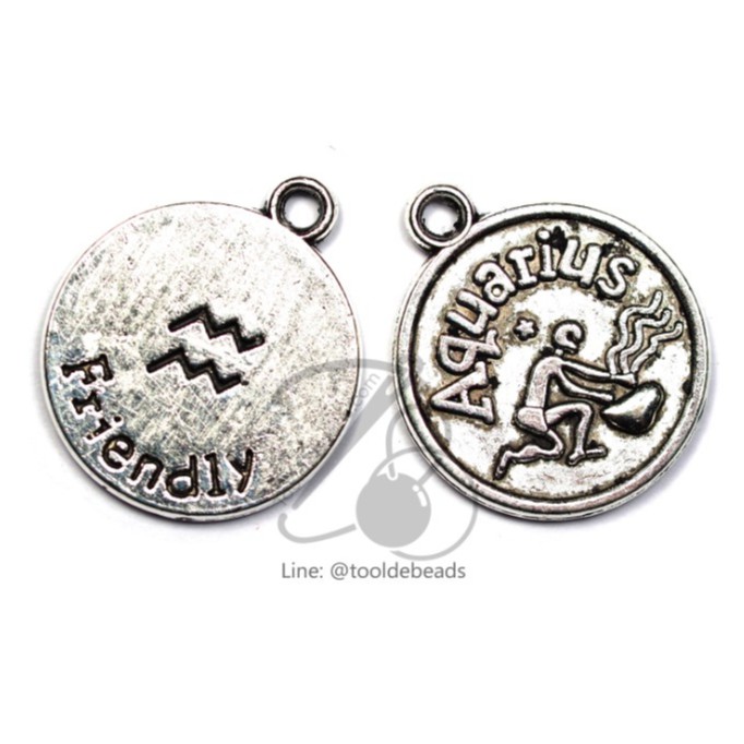 จี้เหล็ก 18มม. ราศี (1 ชิ้น) จี้ห้อยประดับ จี้Diy เครื่องประดับ เด็กใช้ได้ - รูปที่ 3