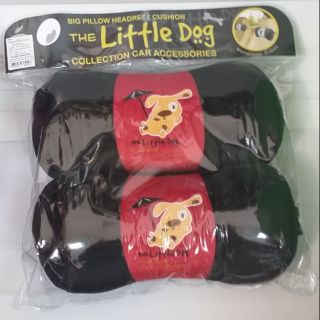 หมอนรองคอLittle Dogสีดำ-แดงใช้หนุน​รองคอ​ในรถยนต์​เนื้อผ้า​ก​ำ​มะ​หยี่​หนา​นุ่ม​