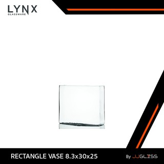 JJGLASS - (LYNX) RECTANGLE VASE 8.3x30x25 - แจกันใส แฮนด์เมด ทรงสีเหลี่ยมผืนผ้า