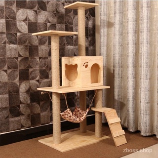 cat tower คอนโดแมว ขนาดใหญ่ คอนไม้ พร้อมเสาลับเล็บแมว