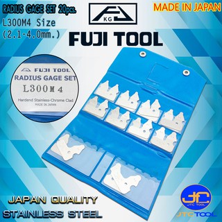 Fuji tool เกจวัดรัศมีสแตนเลส (R) 20ชิ้น/ชุด ขนาด 2.1-4.0มิล รุ่น L300M4 - Stainless Steel Radius Gage 20 Leaves No.L300M