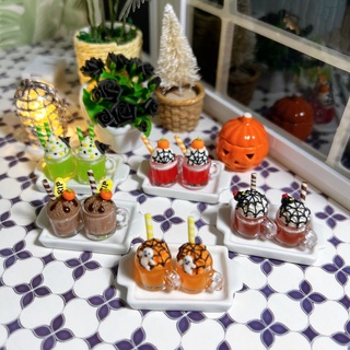 🎃👻แก้วน้ำหวานจิ๋ว เครื่องดื่มฮาโลวีน (Halloween) 👻🎃ดินปั้นจิ๋ว งานสวยๆ [ราคา/1ชิ้น] #ของจิ๋ว #miniature