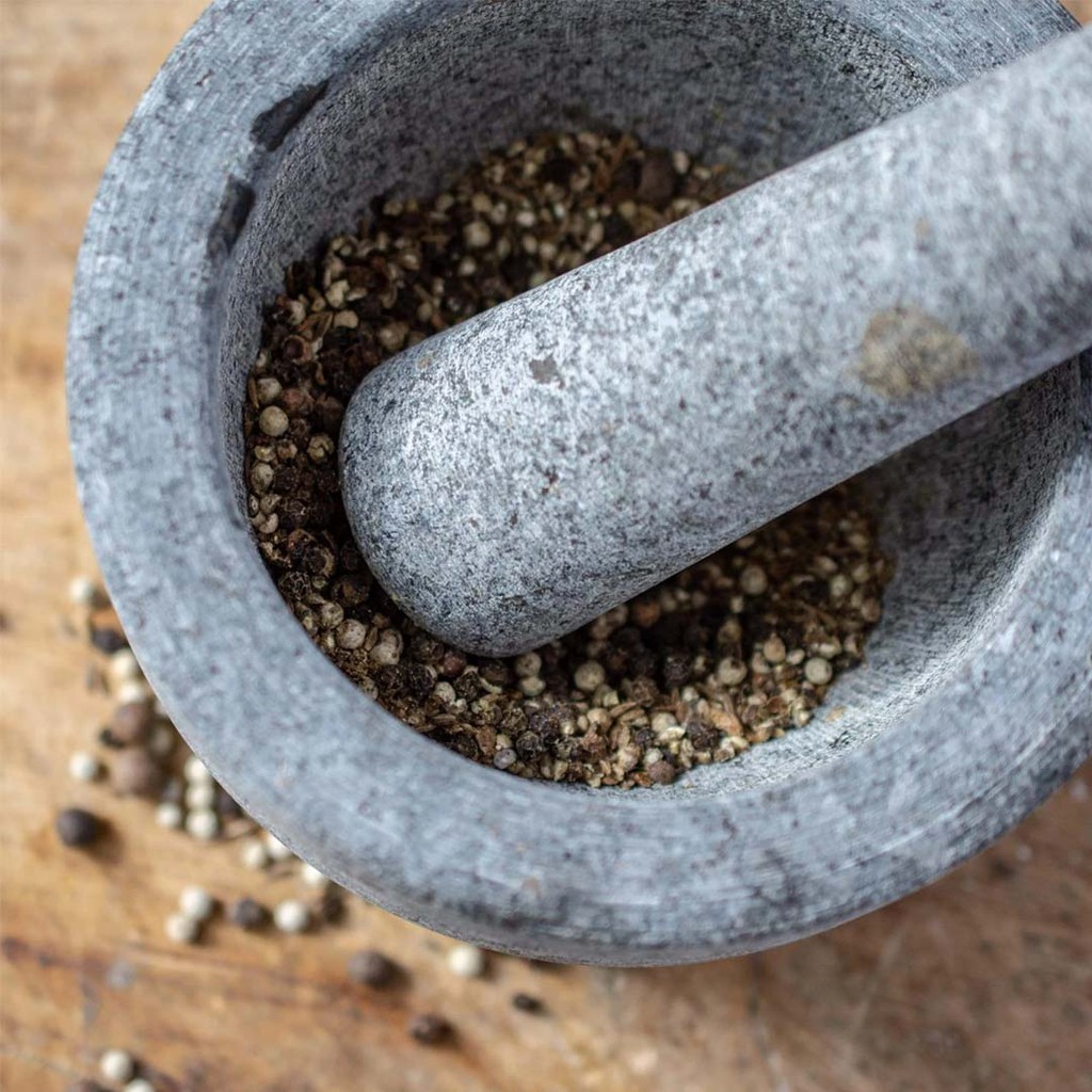 STONE MORTAR AND PESTLE / LESUNG BATU ขนาด 13–19 ซม. (5 ขนาดให้เลือก)