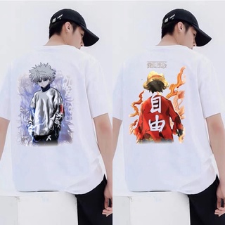 เสื้อยืด - อะนิเมะญี่ปุ่นเสื้อยืดสีขาวขนาดใหญ่ One Piece Design Unisex เสื้อยืดลําลองอินเทรนด์ขนาดใ