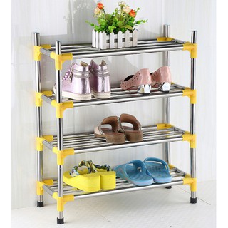 ชั้นวางรองเท้า สแตนเลสแท้ โครงสร้างแข็งแรง ที่วางรองเท้า ตู้รองเท้า 4 ชั้น Shoe Rack ทนแดด ทนฝน งานคุณภาพ เกรดพรีเมี่ยม