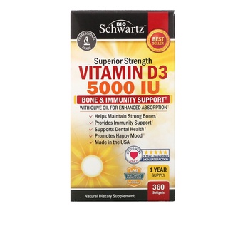 BioSchwartz Superior Strength Vitamin D3 5,000 IU 360 Softgels