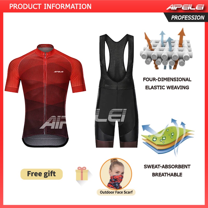 [IN STOCK]AIPEILEIชุดปั่นจักรยานสำหรับผู้ชายสวมใส่เสื้อปั่นจักรยานพร้อมกางเกงขาสั้นสำหรับขี่จักรยาน