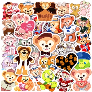 สติกเกอร์ ลายการ์ตูนหมีดิสนีย์ รุ่น Duffy และ ShellieMay และ StellaLou 50 ชิ้น/ชุด สำหรับงาน DIY ตกแต่งกระเป๋าเดินทาง แล็ปท็อป สเก็ตบอร์ด