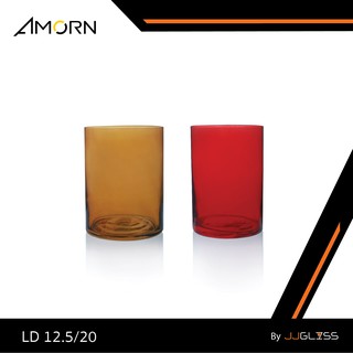 JJGLASS - ( AMORN )  LD 12.5/20 - เเจกันแก้ว แจกันทรงกระบอก แจกันสีสัน เเจกันดอกไม้ แจกันดอกไม้ประดิษฐ์ ตกแต่งบ้าน และเป็นของฝาก ของขวัญ ความสูง 17.8 ซม. มี 2 สี สีชา สีแดง