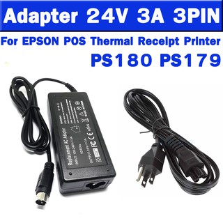 1PCS 24V 3A 3PIN 72W AC Adapter Power Supply Charger For NCR RealPOS 7197 POS Thermal Receipt Printer For EPSON PS180 PS