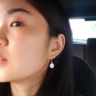 Coin silver earrings ต่างหูเงินแท้ ต่างหูเหรียญ ทรงกลม ปีระกา