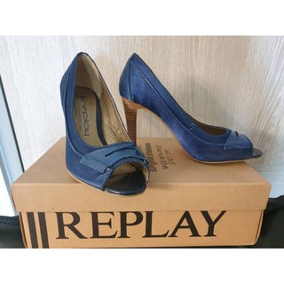 แท้100% รองเท้าส้นสูง REPLAY สีน้ำเงิน SIZE 37