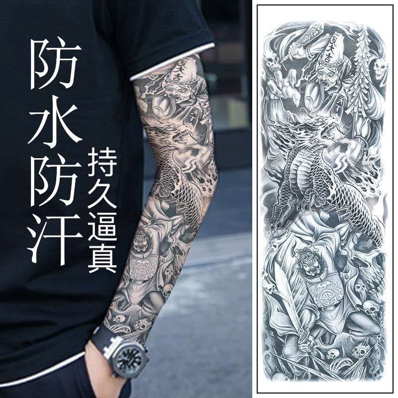 Tattoo Stickers Are Waterproof And Durableสต กเกอร ส กก นน ำยาวนาน เป นแขน เต มต ว ส ง4จางคร งแขน ส ดำและส ขาวนาฬ กาสาม Shopee Thailand