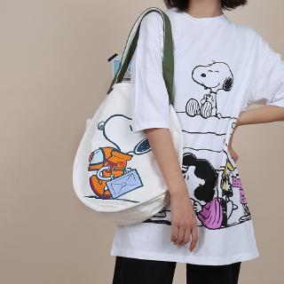 กระเป๋าผ้าใบสะพายไหล่ลายการ์ตูน snoopy น่ารัก 50th anniversary