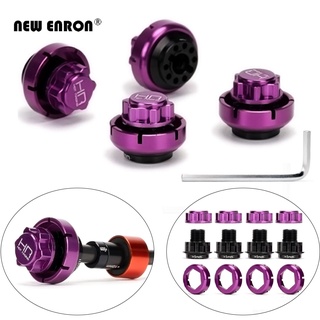 4 ชิ้น / เซ็ตอลูมิเนียม RC 17 มม. Warlock Hex Hubs Nuts พร้อมถั่วหยัก 5 มม. โลหะสีม่วงสำหรับรถ RC HPI Racing Savage Flux X XL HP