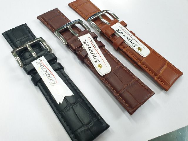 𝗚𝗤 𝘄𝗮𝘁𝗰𝗵 สายนาฬิกา สายหนังแท้ลายจระเข้ แบรนด์ Emperor wristwatch strap genuine leather