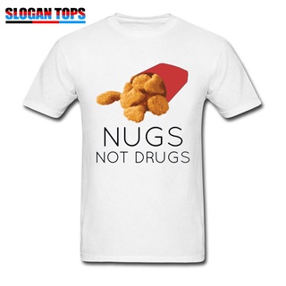 เสื้อขาว - ผู้ชายเสื้อยืด Nugs ไม่ยาเสพติดเสื้อยืดอาหารจานด่วน Tshirt ข้าวโพดคั่วไก่กิน 2022 Hiphop