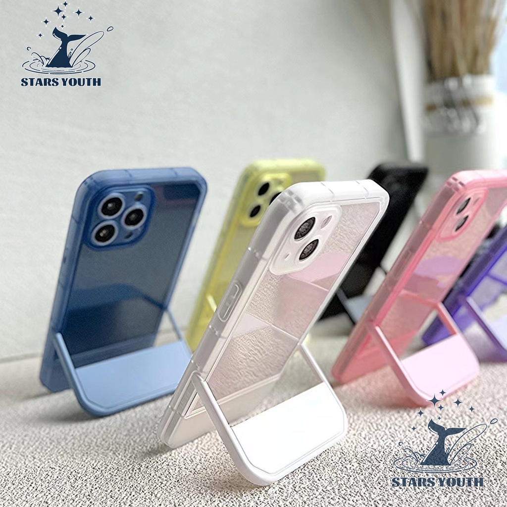 โปร่งใสแฟชั่นน่ารักหรูหราสำหรับ IPhone ที่มองไม่เห็น Stand Case สำหรับ For IPhone 13 12 11 PRO MAX X XS MAX 8 PLUS 7Plus 8 7