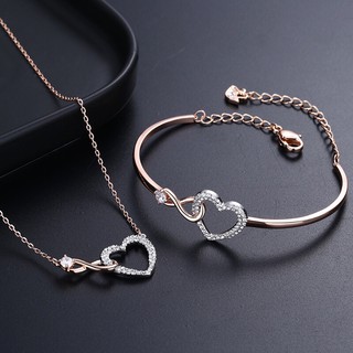 ชุด (พร้อมส่ง) Swarovski สร้อยคอสร้อยข้อมือ สวารอฟสกี้ สวารอฟ ของขวัญ ของแท้ 100%套装