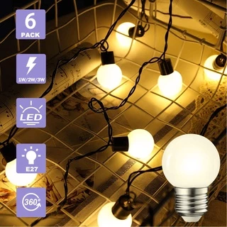หลอดไฟ LED E27 1W 2W 3W G45 PC พลาสติก 220V สีขาวอบอุ่น ประหยัดพลังงาน 6 แพ็ค