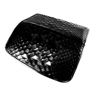 python  purse กระเป๋าสตางค์ ผู้หญิง Womens Long Leather Python Skin Folding Wallet Black