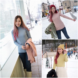 KozySnow T0012 เสื้อสเวตเตอร์ เสื้อสเวตเตอร์ผู้หญิง เสื้อไหมพรม เสื้อสเวตเตอร์แขนยาว เสื้อสเวตเตอร์ทอลาย