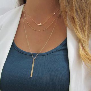 สร้อยคอมินิมอลเลเยอร์ &gt; • Layered Minimal Necklace