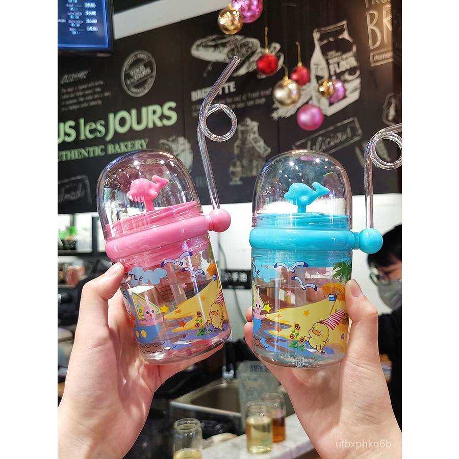 สินค้าพร้อมส่ง ขวดน้ำ กระติกน้ำเด็กลายการ์ตูน ขวดน้ำเด็กลายน่ารักๆ แบบหลอดดูด มีสายสะพาย