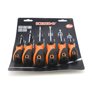 KENDO 85114 ชุดไขควง แบน-แฉก 6 ตัวชุด (ด้ามหุ้มยาง) KENDO 85114 Set of 6 flat-Phillips screwdrivers, set (rubber shank)