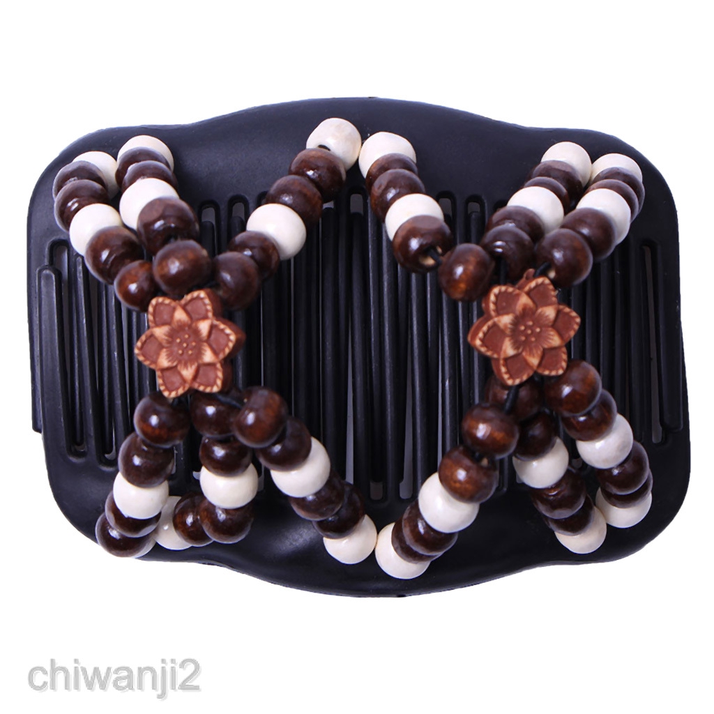 Stretch Butterfly Wood Beads Double Hair Comb Clips Valentine S