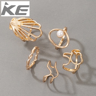 Ring Ocean Pearl Shell Geometric Elephant Gold 5 Piece Ring for girls for women low price