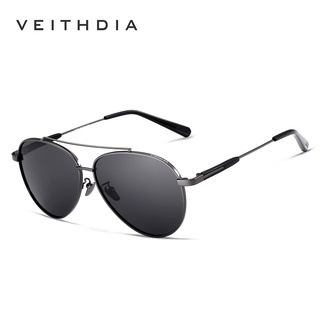 [พร้อมกล่อง] Veithdia 2844 แว่นกันแดด เลนส์โพลาไรซ์ สเตนเลส กรอบนักบินย้อนยุค หลากสี บล็อกแสงสะท้อน ออกแบบดี ขับรถ แว่นกันแดด